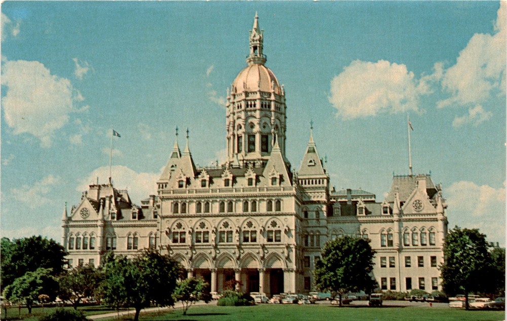 Hartford, Connecticut, Bushnell Park, State Capitol, NATCO Natural Postcard