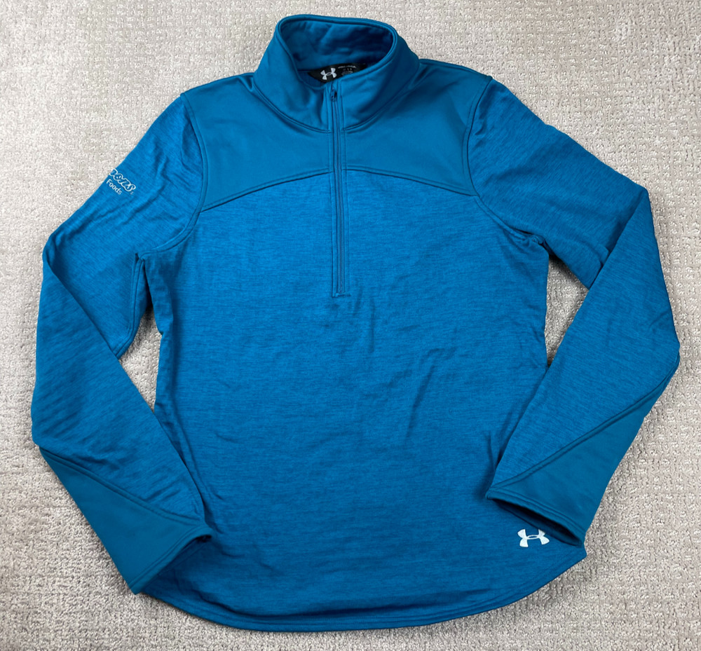 Under Armour Jacket Womens L Blue Half Zip Pullover ColdGear Fleece Lined Hiking