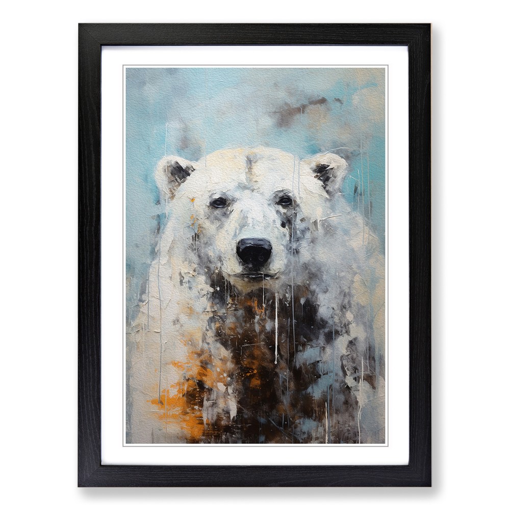 Polar Bear Abstract Framed Canvas Wall Art Print Poster Decor