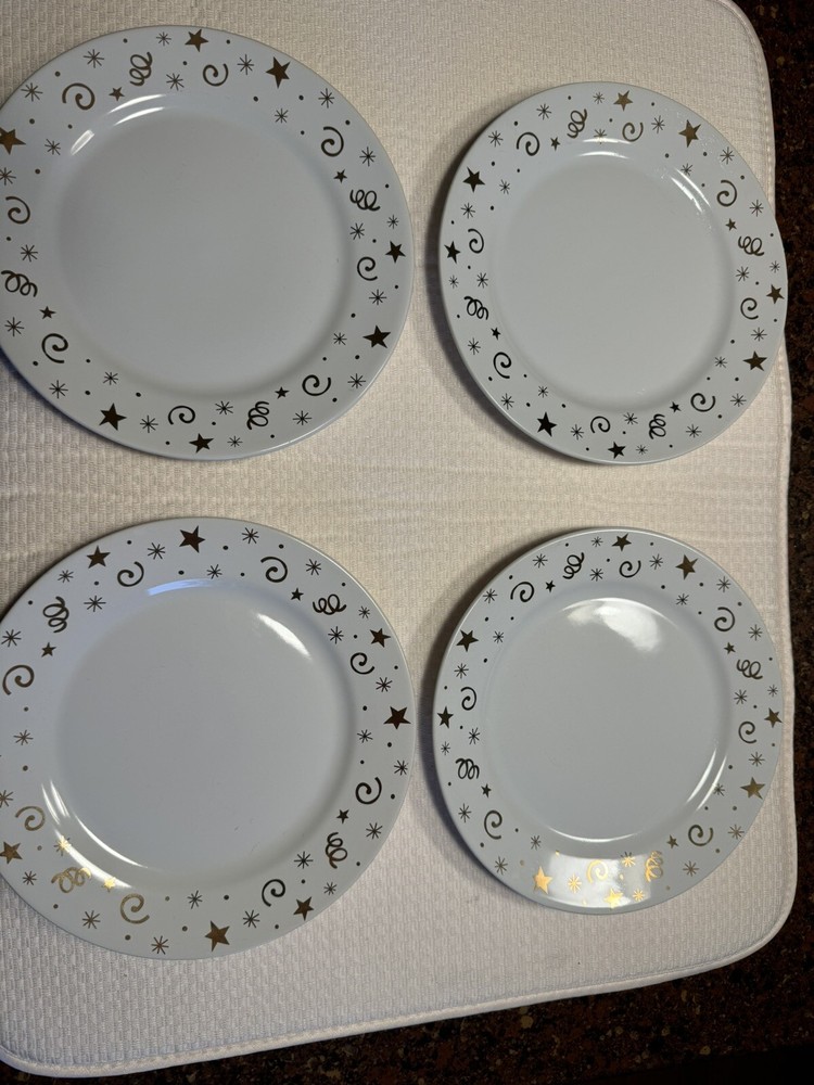 Pampered Chef 8 Inch Dessert Plates Set of 4 1996 Retired Celebration Pattern