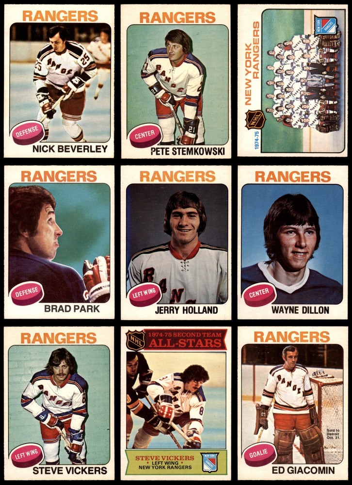 1975-76 O-Pee-Chee Rangers Near Team Set 7 - NM 6622898 (13 / 22 cards)