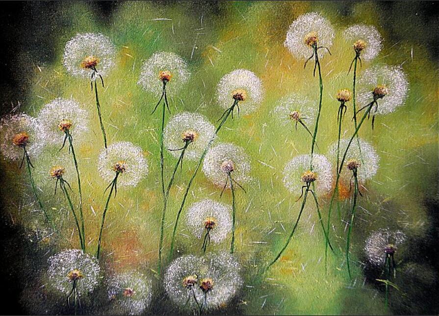 Large oil painting dandelion flowers handpainted on canvas Wall Decor Modern Art