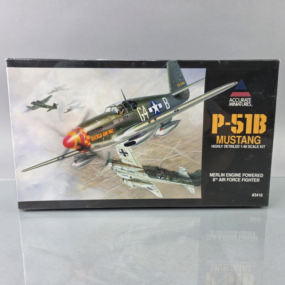Accurate Miniatures 3418 1:48 P-51B Mustang Model Kit WWII Fighter Merlin Engine-image