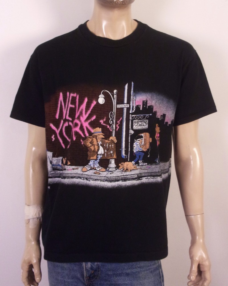 vintage 80s single stitch San Segal All Over Print AOP New York T-Shirt Punk XL