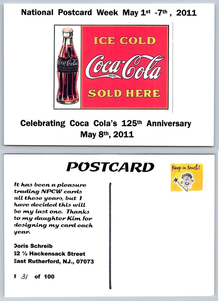 Coca-Cola 125th Anniv. Postcard Week 2011 Ltd Ed #31/100 East Rutherford NJ