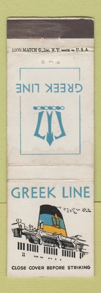 Matchbook Cover - Greek Line Cruise Shipping WEAR