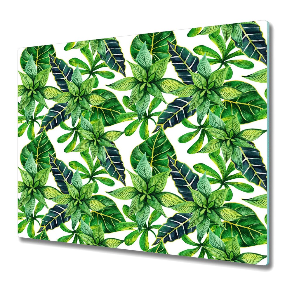 Tempered Glass Worktop Saver Fresh Green Plants feminine abstract painting 60x52