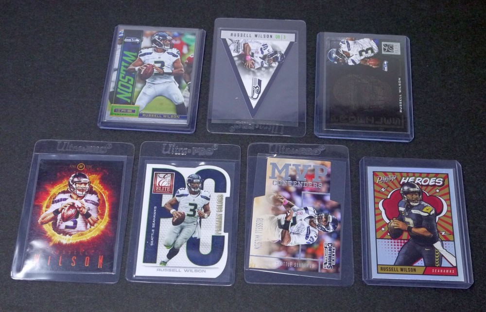 Lot of 7 Various Russell Wilson NFL Football Inserts Cards Seahawks