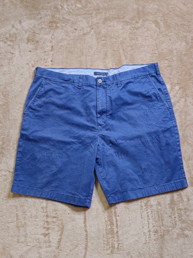 Tommy Hilfiger Shorts Men's  Size 40  Navy Blue Solid Flat Front 100% Cotton ++