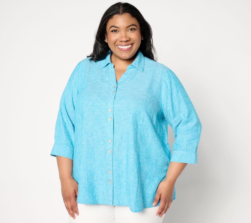 Joan Rivers Classics Collection Women's Top Sz XL Double Button Blue A646192