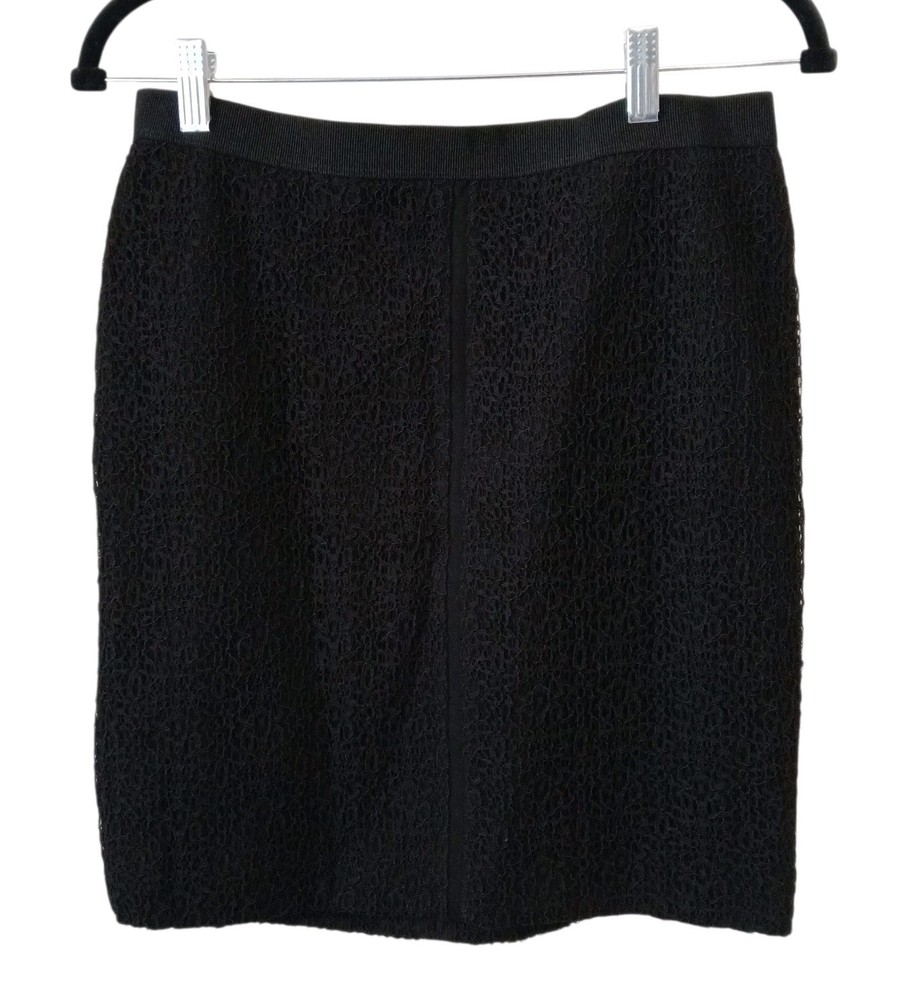 ANN TAYLOR Women's Lace Textured Pencil Mini Skirt  Floral Black Size 10P