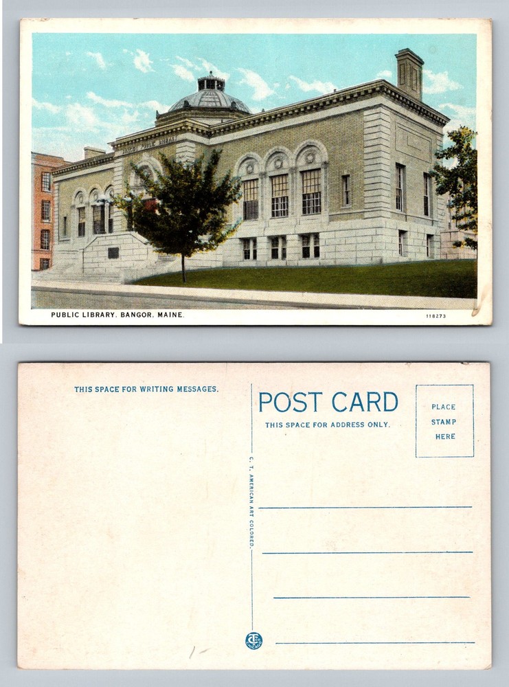 Bangor, ME-Maine, Public Library Domed Classical Building Vintage Postcard
