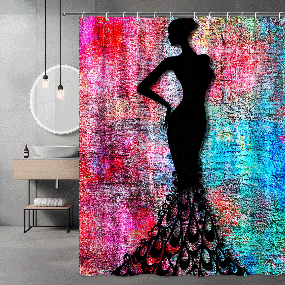 Abstract Fashion Silhouette Shower Curtain Colorful Graphic Print