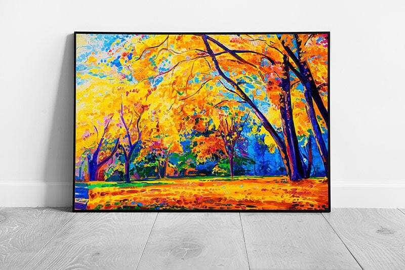 Colourful Abstract Forest Woodland Painting Wall Art Print on Paper Framed-image