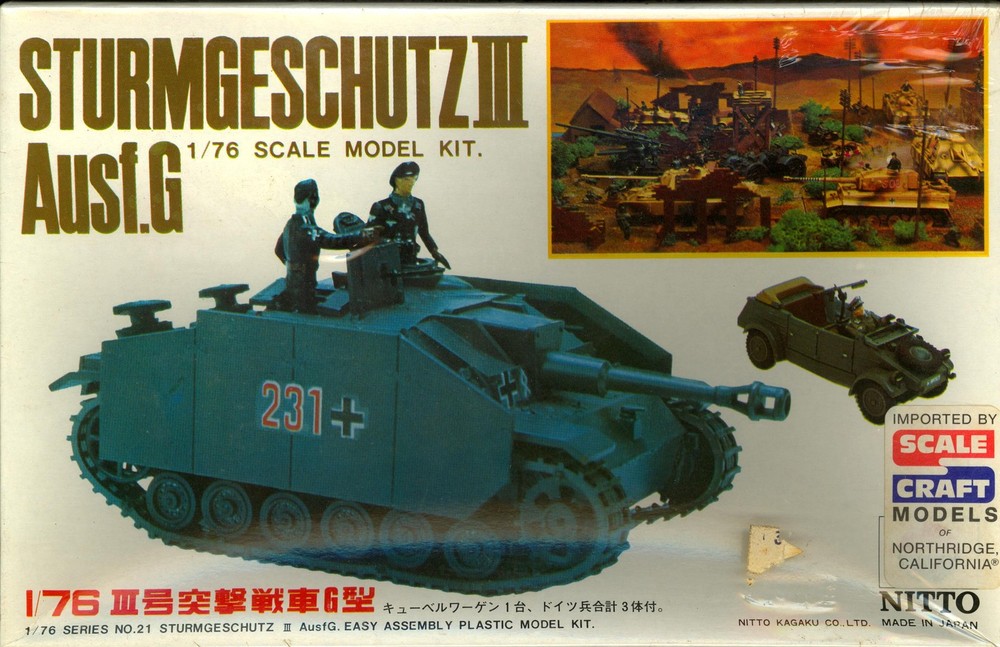 Nitto Models 1/76 STURMGESCHUTZ III Ausf.G with KUBELWAGEN *NOS*