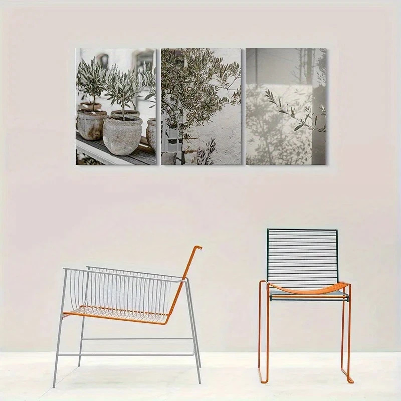 3pcs Modern Olive Tree Metal Print Wall Art Ready to Hang
