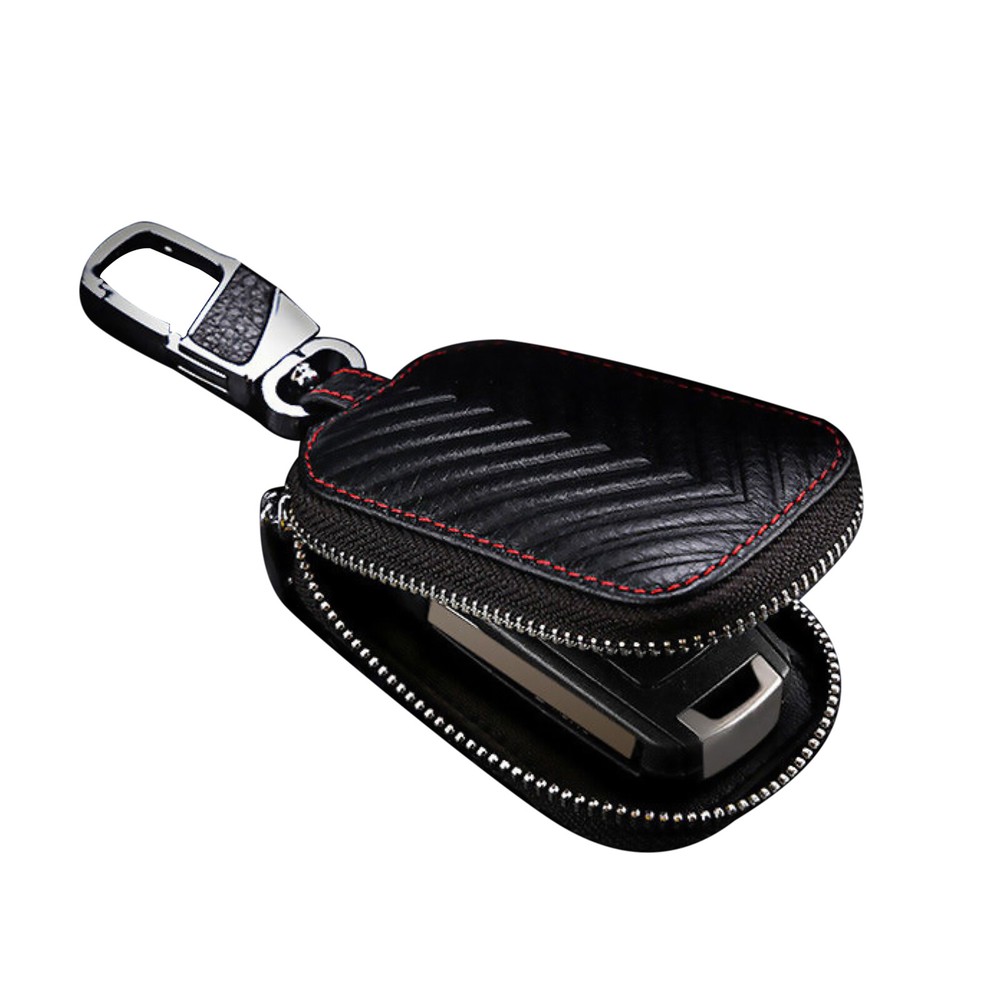 Car Key Chain Bag Genuine Leather Smart Key Holder Cover Remote Fob Zipper Case