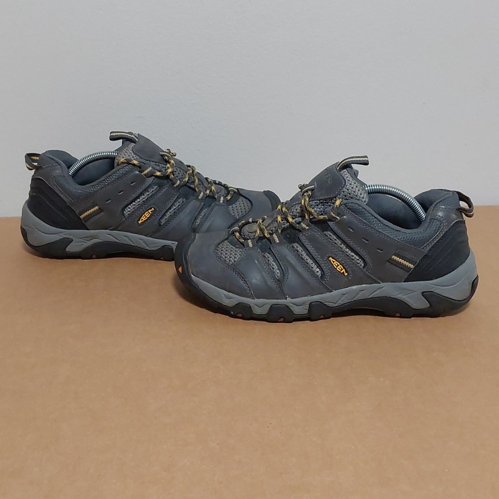 Keen Koven Hiking Mens Shoes Leather Gray Yellow SIZE 10.5