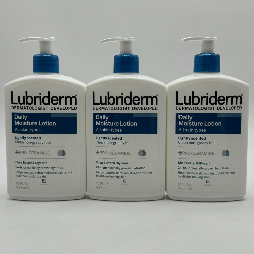 Lubriderm Daily Moisture Lotion Normal to Dry Skin 16oz 3 Pack New