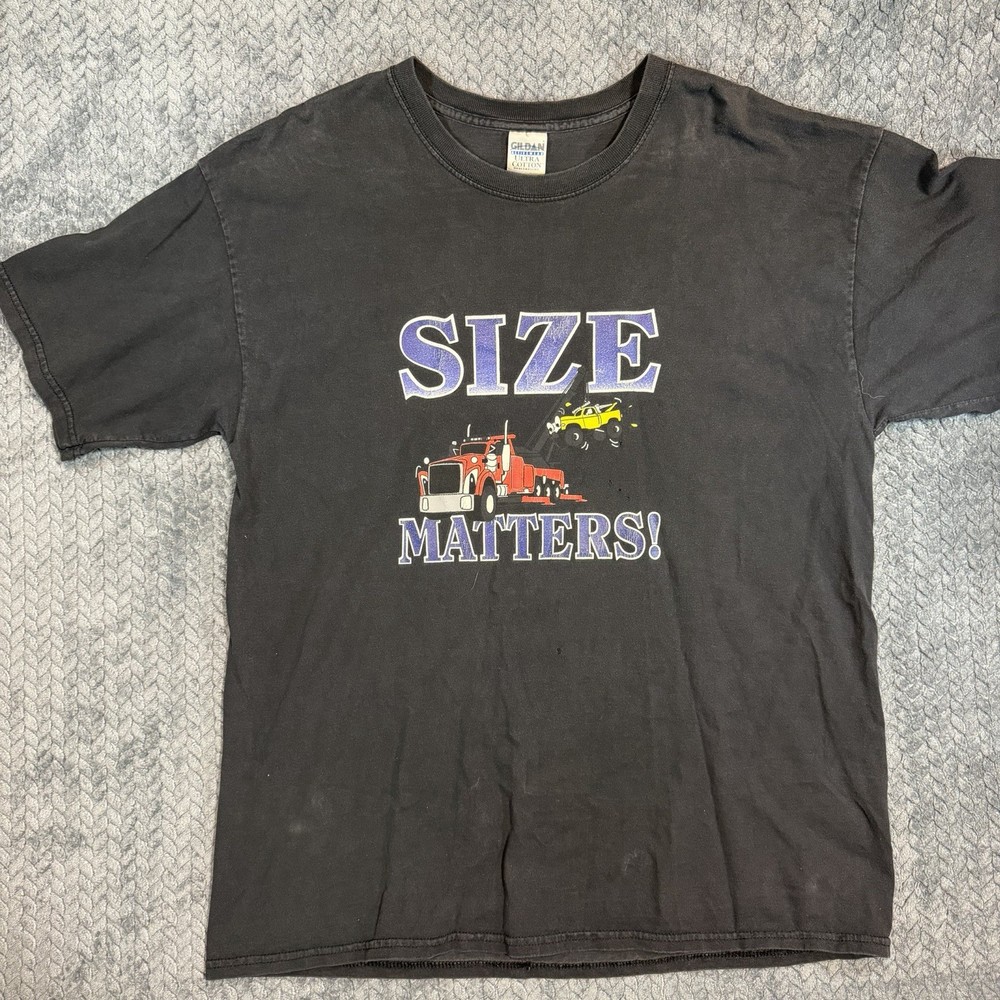 VINTAGE Semi TRUCKS T-Shirt Kenworth Mack Trucker Retro Black Mens XL Faded