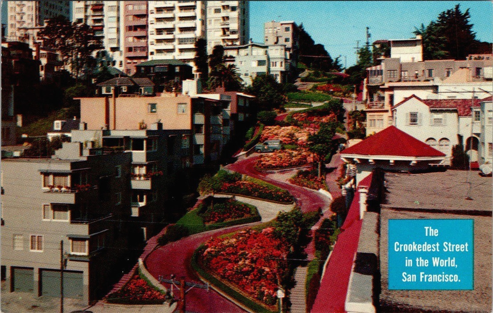 View Lombard Street San Francisco, Crookedest Street in the World Postcard