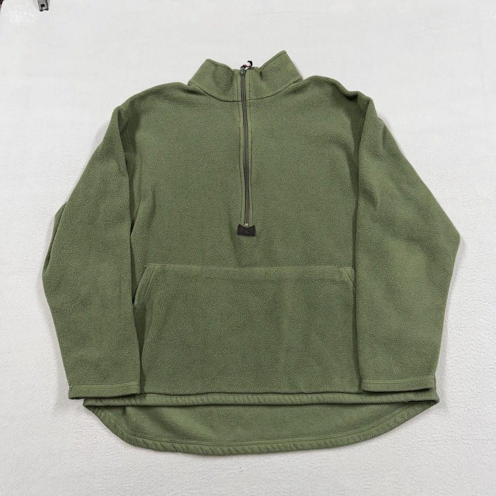 Polartec Pullover Mens Large Green Fleece 1/4 Zip Long Sleeve Military Top