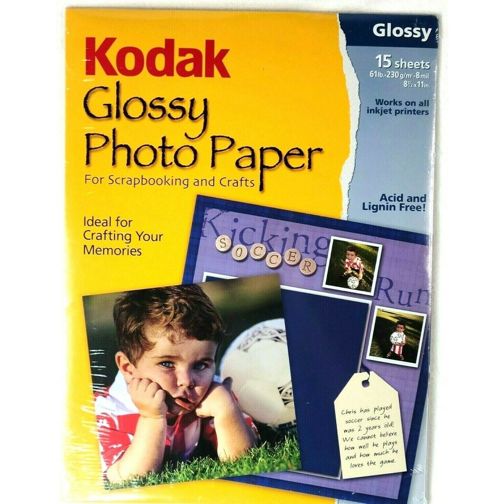 Kodak Glossy Acid-Free Photo Paper for Scrapbooking Crafts 15 Sheets-image