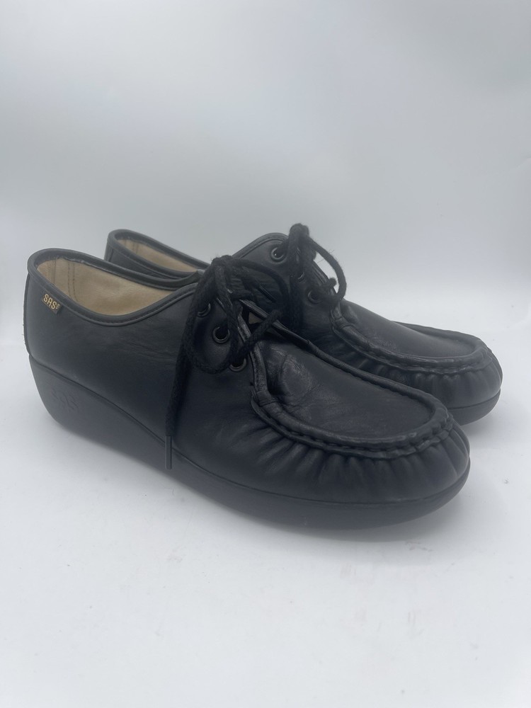 SAS Siesta Black Womens Shoes Size 8.5 Narrow Soft Leather L8 517756