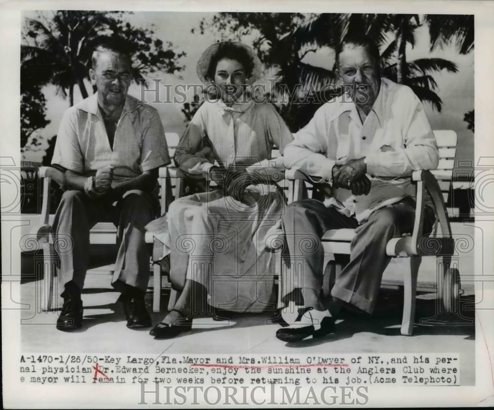 1950 Press Photo William O'Dwyer & Wife, Edward Bernecker in Key Largo, Florida