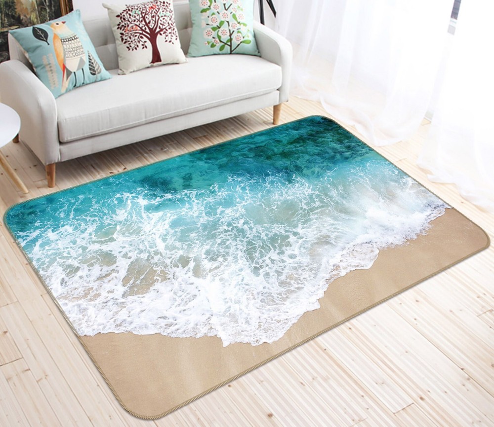 3D Beach Waves ZHUC026 Game Non Slip Carpet Mat Photo Carpet Amy