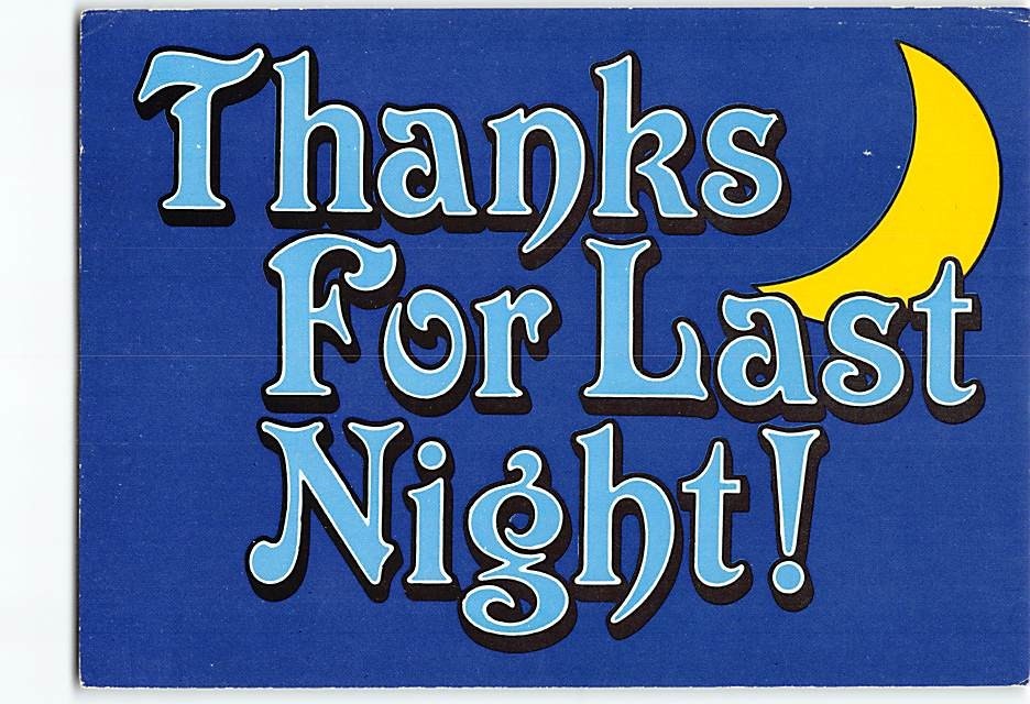 Postcard Thanks For Last Night! with Moon Comic Art Print
