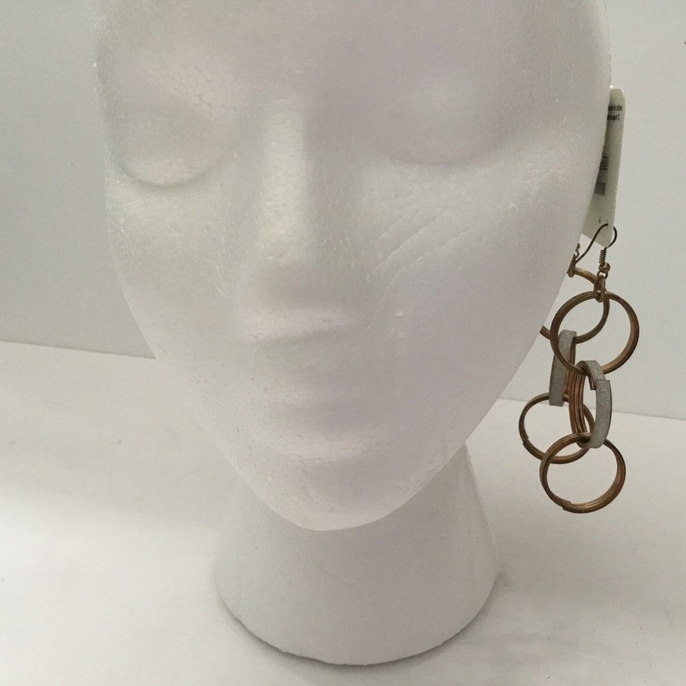 Loops earrings. Gold/frosted white. 4.5” long