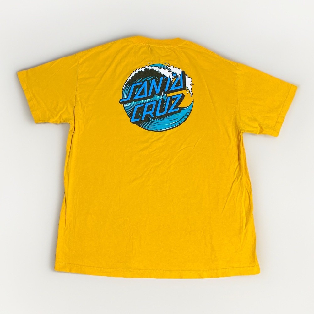 Santa Cruz T-Shirt Mens X-Large Yellow Wave Dot Logo Graphic Skateboard S/S