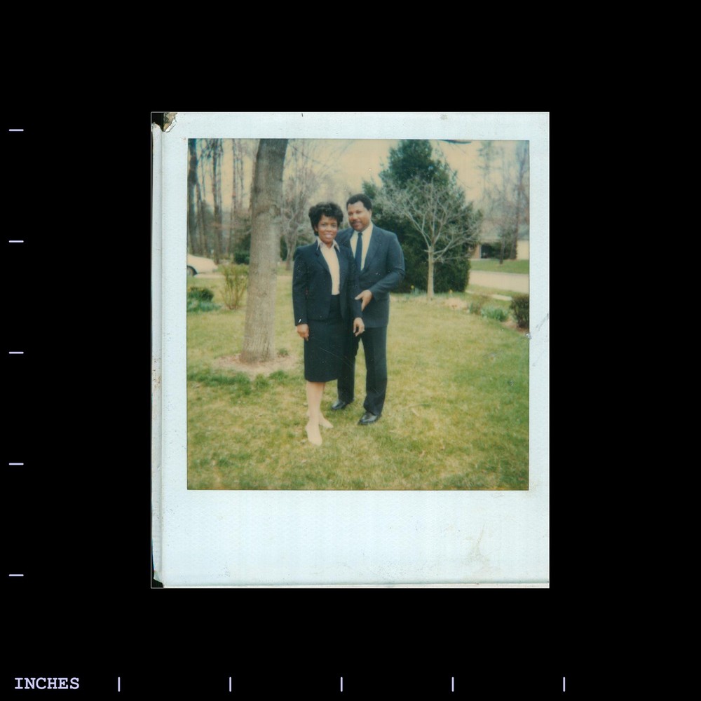 Old Polaroid Photo BLACK AFRICAN AMERICAN MAN WOMAN STANDING OUTSIDE