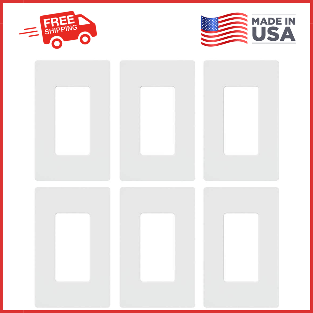 Claro 1 Gang Wall Plate for Decorator/Rocker Switches, Gloss, White (CW-1-WH-6PK