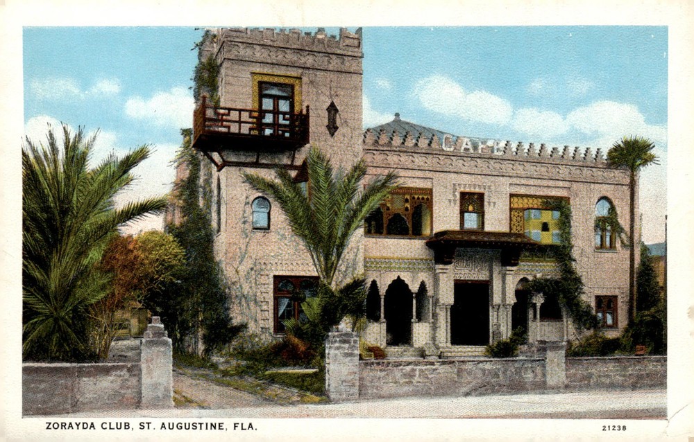 1930s Zorayda Club St Augustine FL Moorish Stanford White Linen Postcard