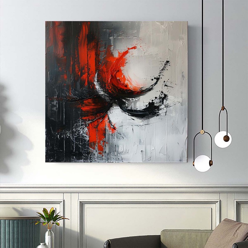 Black Red Large Canvas 100% Hand-painted oil painting Abstract Home Decor 31