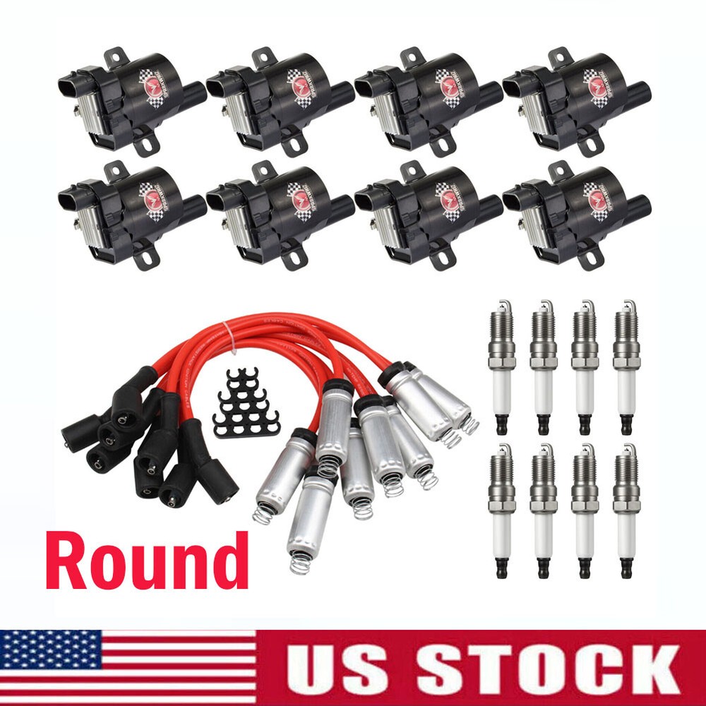 8Pack Ignition Coil Spark Plug Wire Kit UF262 Compatible with Chevy Silverado 1500 2500 GMC Sierra