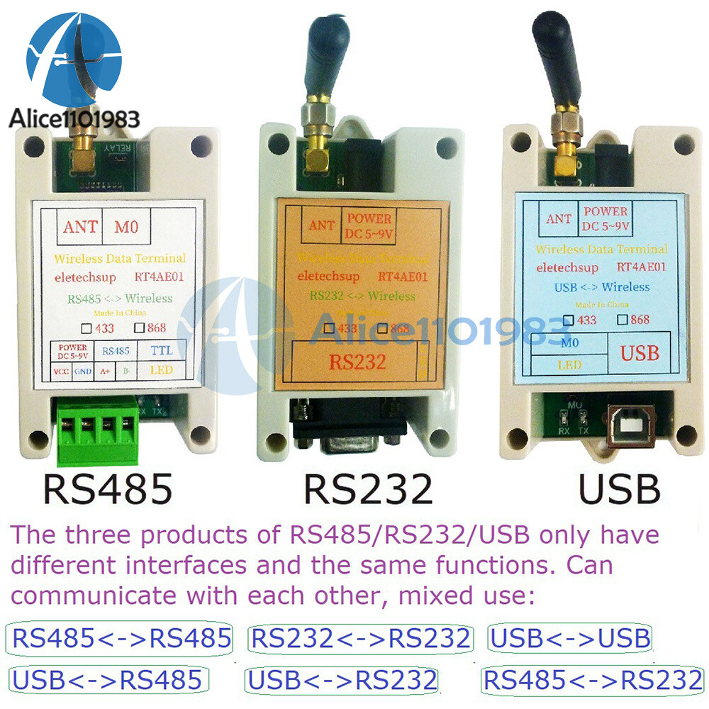 RS485 RS232 USB Wireless Transceiver 433M 868M Transmitter Receiver Module