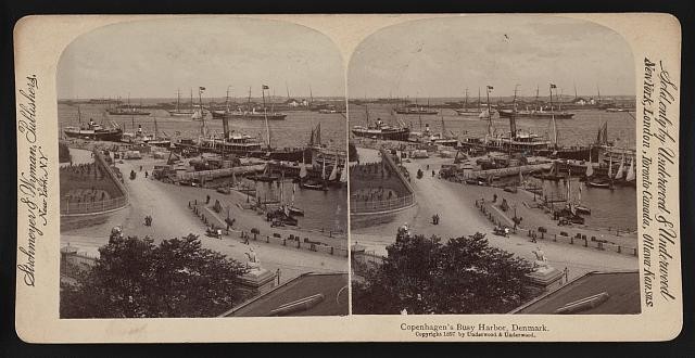Photo:Copenhagen Denmark Harbor 1897 Busy Ships Stereoview
