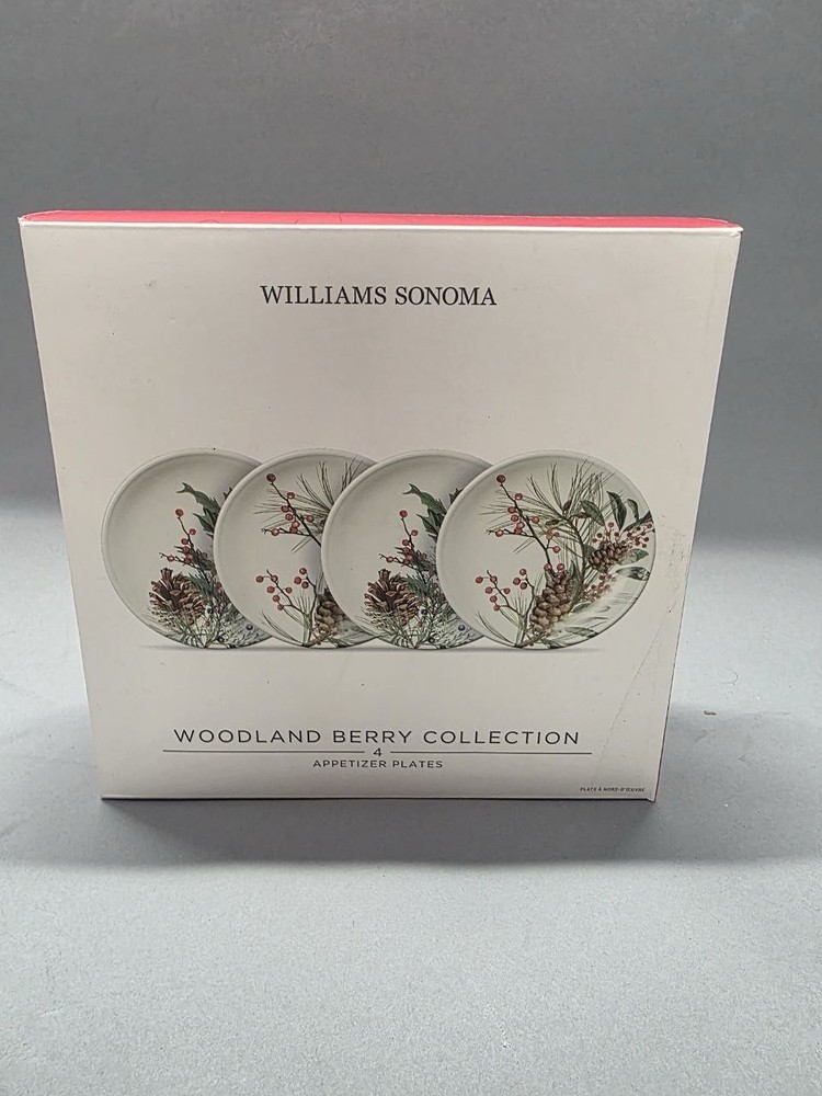 Williams Sonoma Woodland Berry Appetizer Plates, Set of 4 NEW