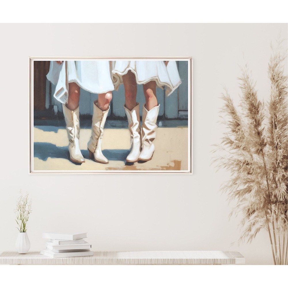 Girly Western Wall Art Retro Oil Painting Cowgirl Poster Preppy Western Art