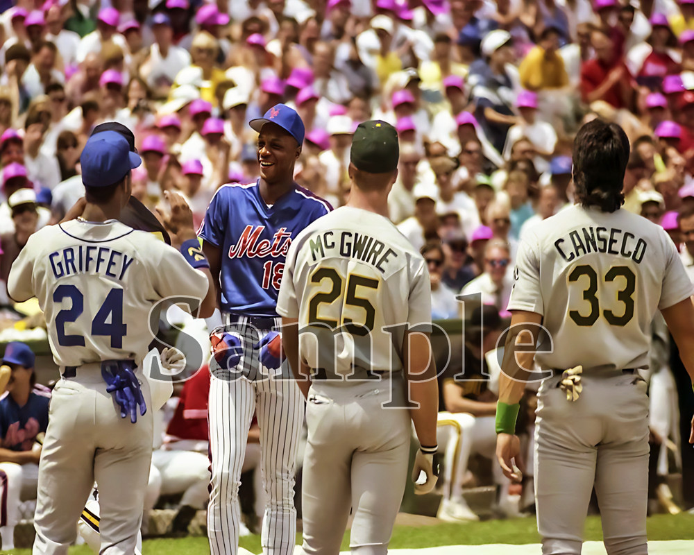 MLB 1990 All Star Game Griffey Strawberry McGwire Canseco Color 8 X 10 Photo Pic