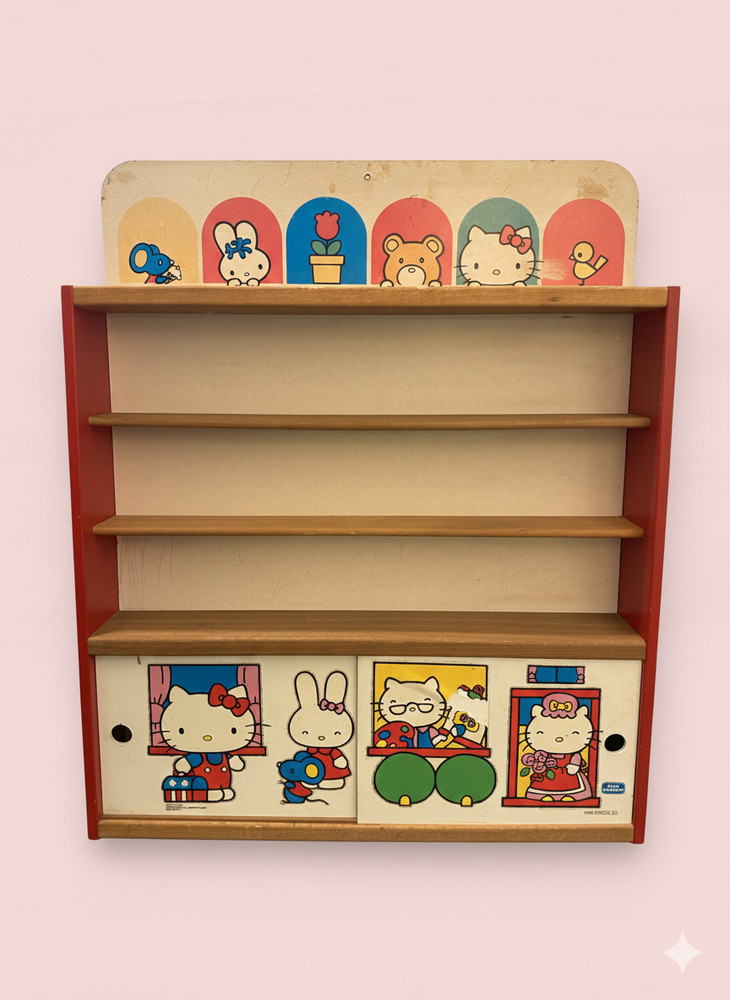 Rare 1983 Hello Kitty Wooden Shelf - Child Guidance CBS Toys Sanrio USA