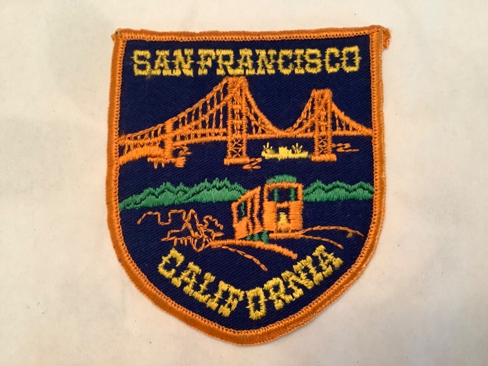 Vintage San Francisco Patch With Golden Gate Bridge and Cable Car.