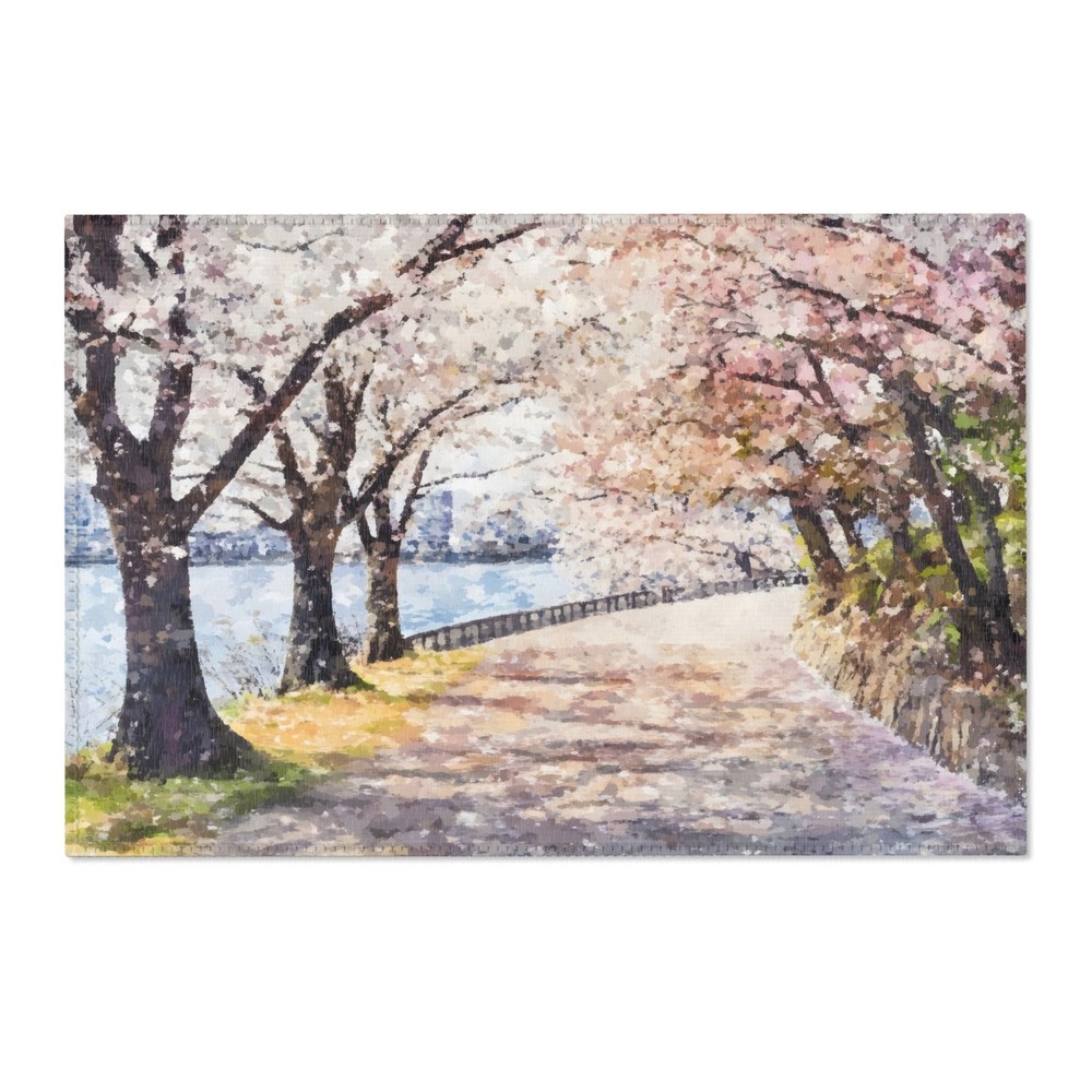 Cherry Blossom Area Rug Pink Sakura Floral Living Room Bedroom Carpet Floor Mat