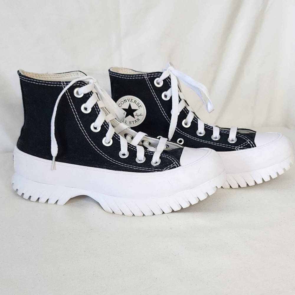 Converse All Star Lugged High Top Platform Sneakers Black Canvas Shoes Womens 6
