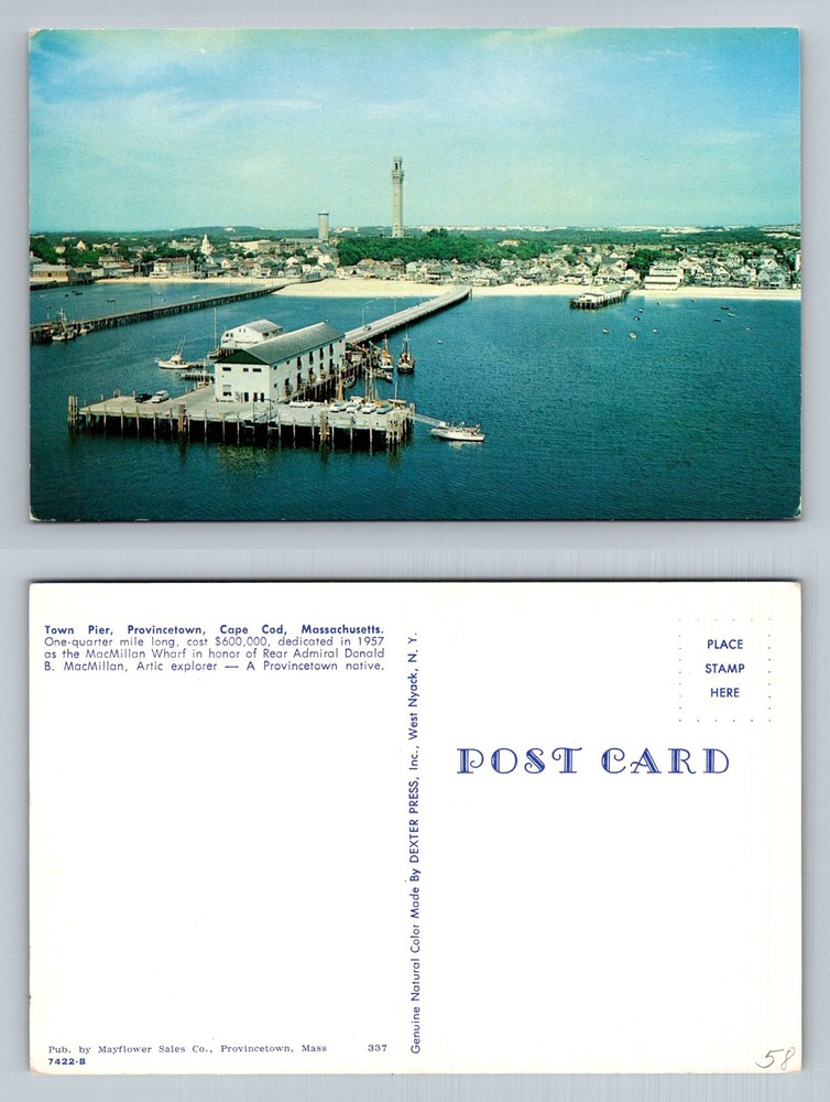 Provincetown, MA-Massachusetts, Town Pier Cape Cod Harbor Vintage Postcard