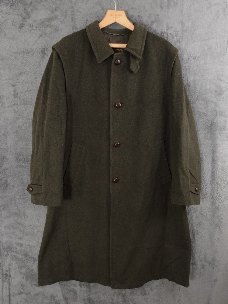 Vintage Cordings Loden Coat Mens 44 Green Huburtus Wool Alpaca Vented Country