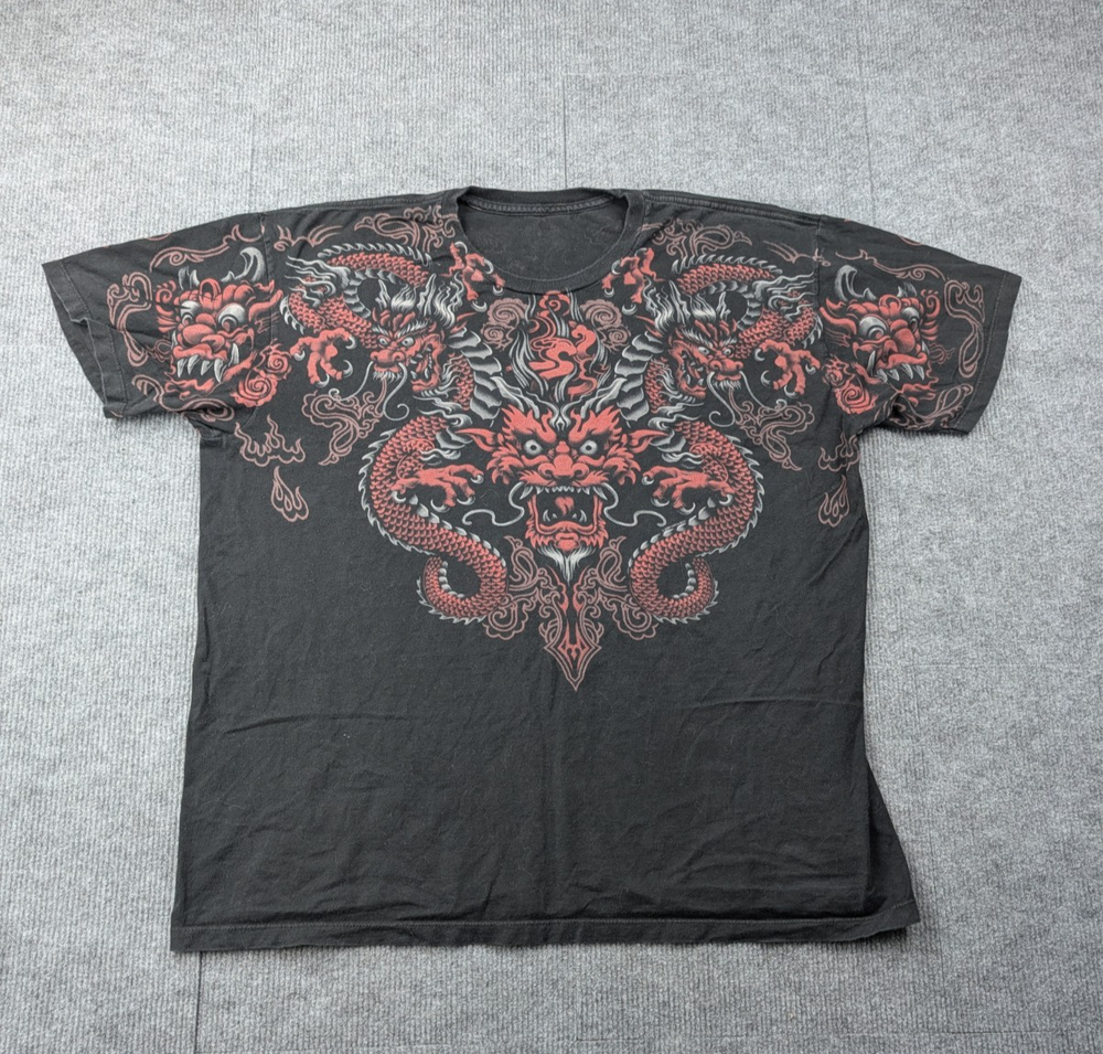 Vintage Y2K Graphic Shirt Mens XL Dragon Oriental Jesse Pinkman AOP Streetwear